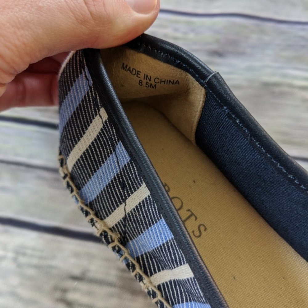 New Talbots Ivy Striped Espadrille Tassel Loafers - Picture 3 of 16